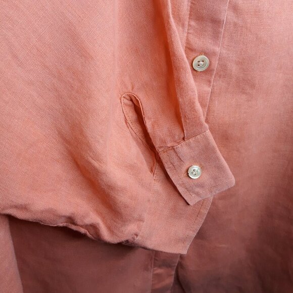 J. Jill Love Linen Button Down Top 2X Coral - Picture 6 of 9